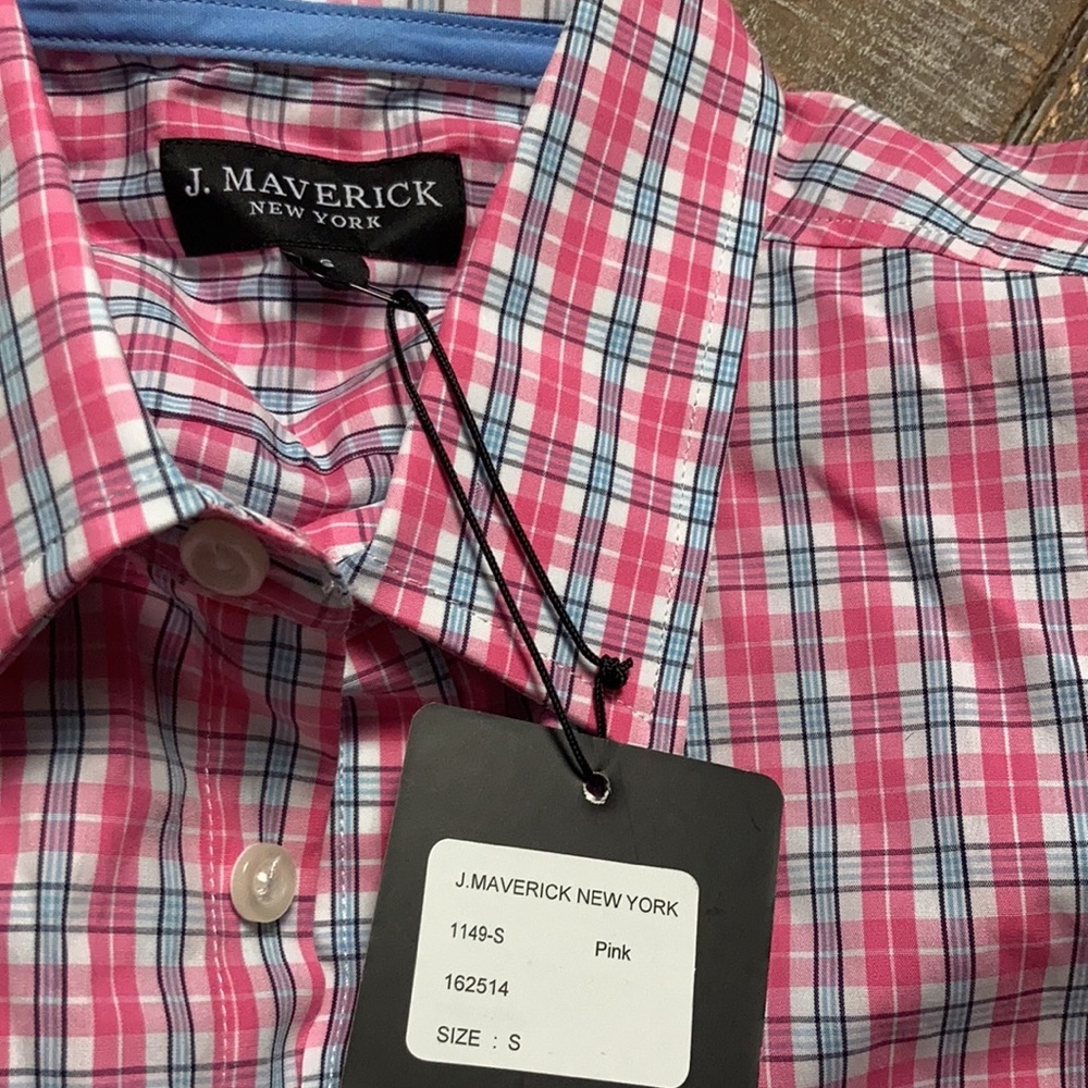J. Maverick NWT pink plaid shirt. Size small. - Picture 3 of 4